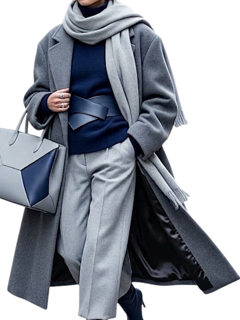 Vtg 80s cashmere blend grey boxy oversized old money quiet luxury overcoat 40S